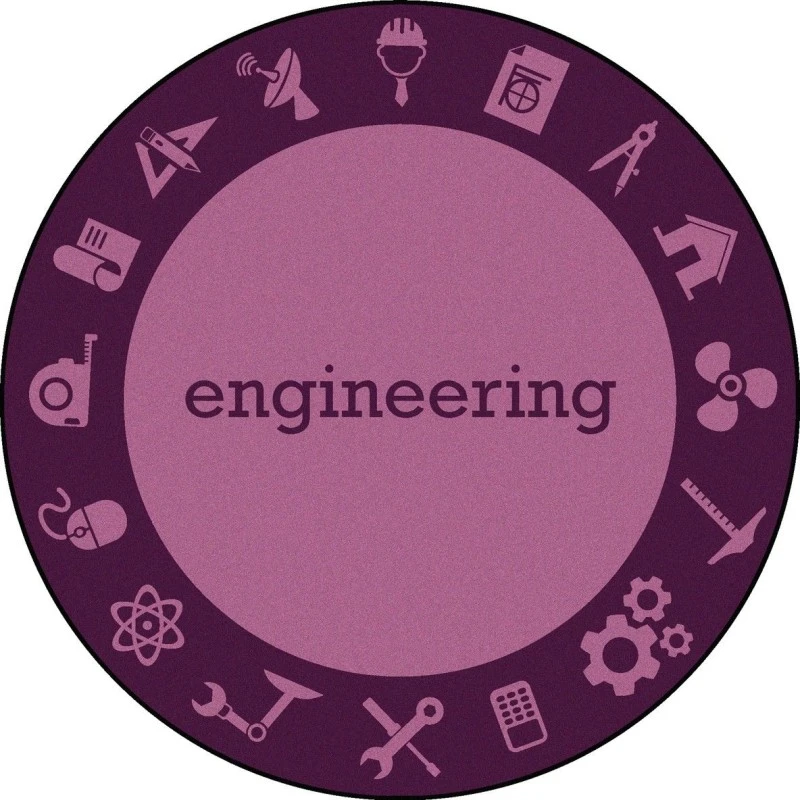 Joy Carpets Kid Essentials Engineering STEAM 5ft.4in. Round Rug
