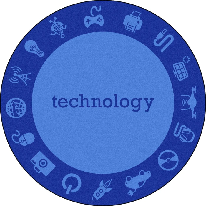 Joy Carpets Kid Essentials Technology STEAM 7ft.7in. Round Rug