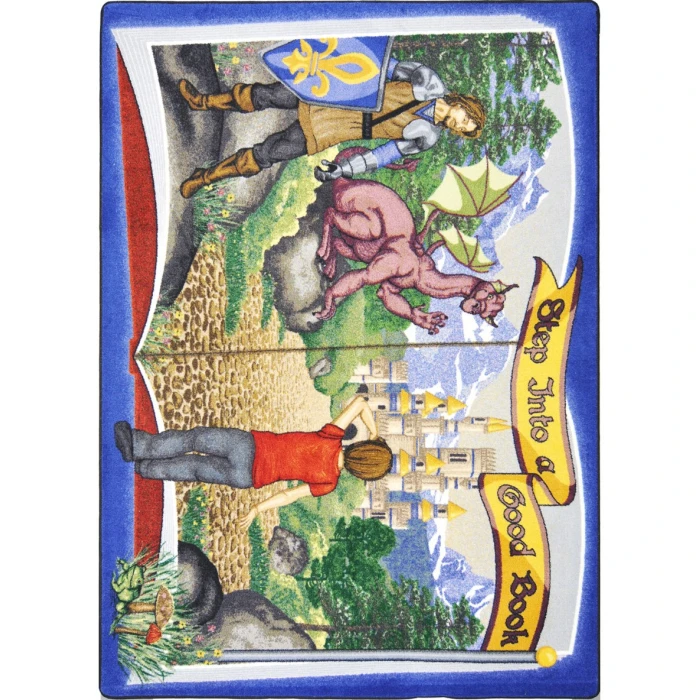 Joy Carpets Kid Essentials Multi Step Into A Good Book 7ft.8in. x 10ft.9in. Rect. Rug