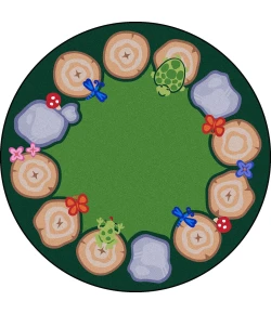 Joy Carpets Kid Essentials Multi Stumped 7ft.7in. Round Rug