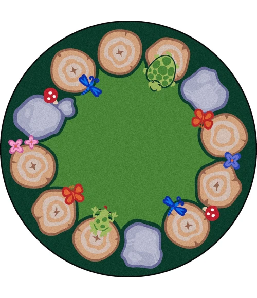 Joy Carpets Kid Essentials Multi Stumped 7ft.7in. Round Rug