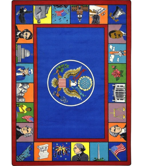 Joy Carpets Kid Essentials Multi Symbols of America 5ft.4in. x 7ft.8in. Rect. Rug