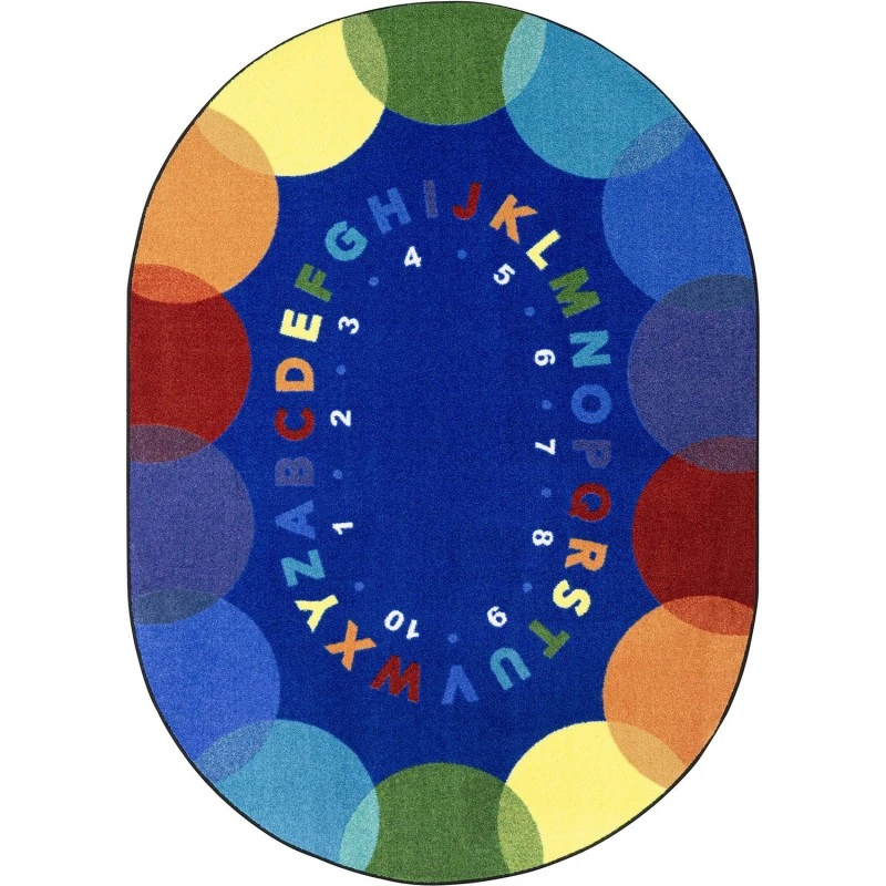 Joy Carpets Kid Essentials Multi Take A Seat 5ft. 4in. x 7ft. 8in. Oval Rug