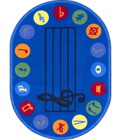 Joy Carpets Kid Essentials Multi Take Note 7ft.8in. x 10ft.9in. Oval Rug