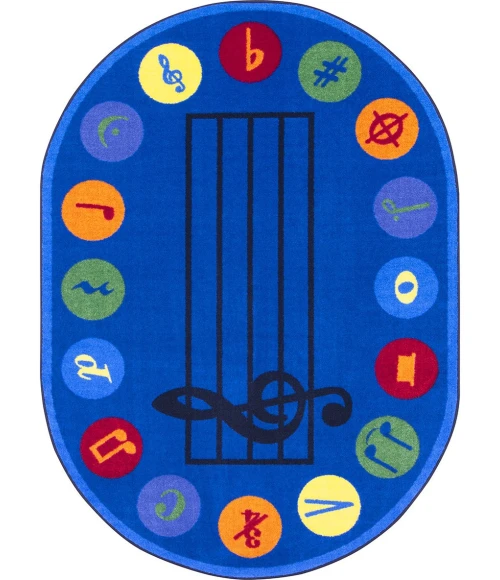 Joy Carpets Kid Essentials Multi Take Note 7ft.8in. x 10ft.9in. Oval Rug