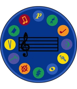 Joy Carpets Kid Essentials Multi Take Note 13ft.2in. Round Rug