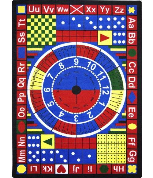 Joy Carpets Kid Essentials Multi Teach-A-Tot 7ft.8in. x 10ft.9in. Rect. Rug