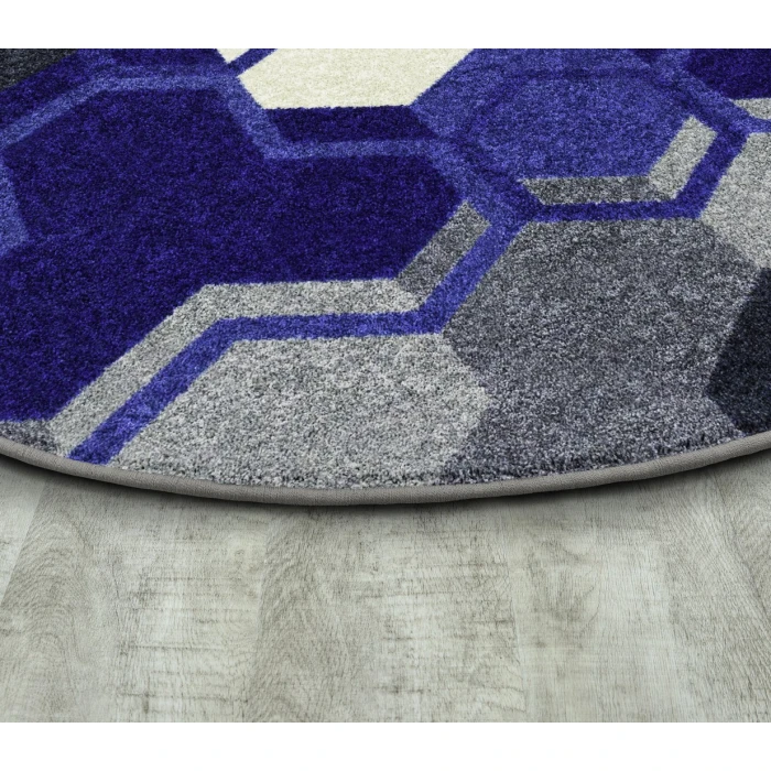 Joy Carpets Kid Essentials Blue Team Up 7ft. 7in. Round Rug
