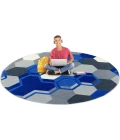 Joy Carpets Kid Essentials Blue Team Up 7ft. 7in. Round Rug