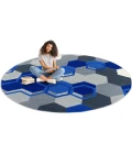 Joy Carpets Kid Essentials Blue Team Up 7ft. 7in. Round Rug