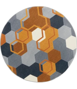Joy Carpets Kid Essentials Orange Team Up 7ft. 7in. Round Rug