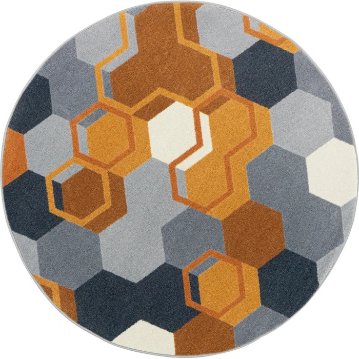 Joy Carpets Kid Essentials Orange Team Up 7ft. 7in. Round Rug