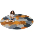Joy Carpets Kid Essentials Orange Team Up 7ft. 7in. Round Rug