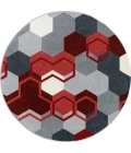 Joy Carpets Kid Essentials Red Team Up 7ft. 7in. Round Rug