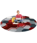 Joy Carpets Kid Essentials Red Team Up 7ft. 7in. Round Rug