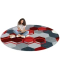 Joy Carpets Kid Essentials Red Team Up 7ft. 7in. Round Rug