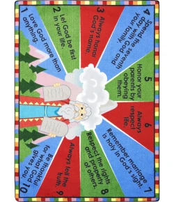 Joy Carpets Kid Essentials Multi Ten Commandments 7ft.8in. x 10ft.9in. Rect. Rug