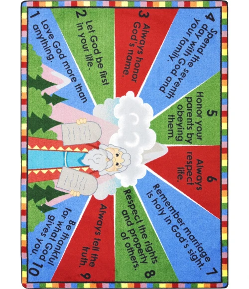Joy Carpets Kid Essentials Multi Ten Commandments 3ft.10in. x 5ft.4in. Rect. Rug