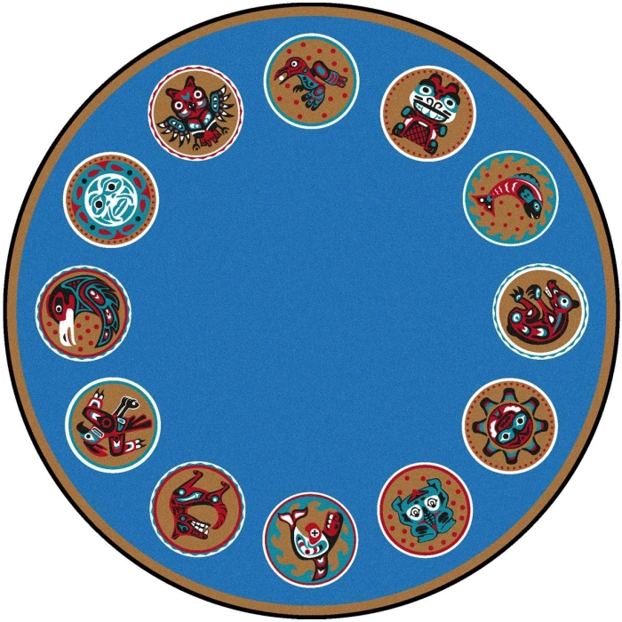 Joy Carpets Kid Essentials Multi The Circle 7ft.7in. Round Rug