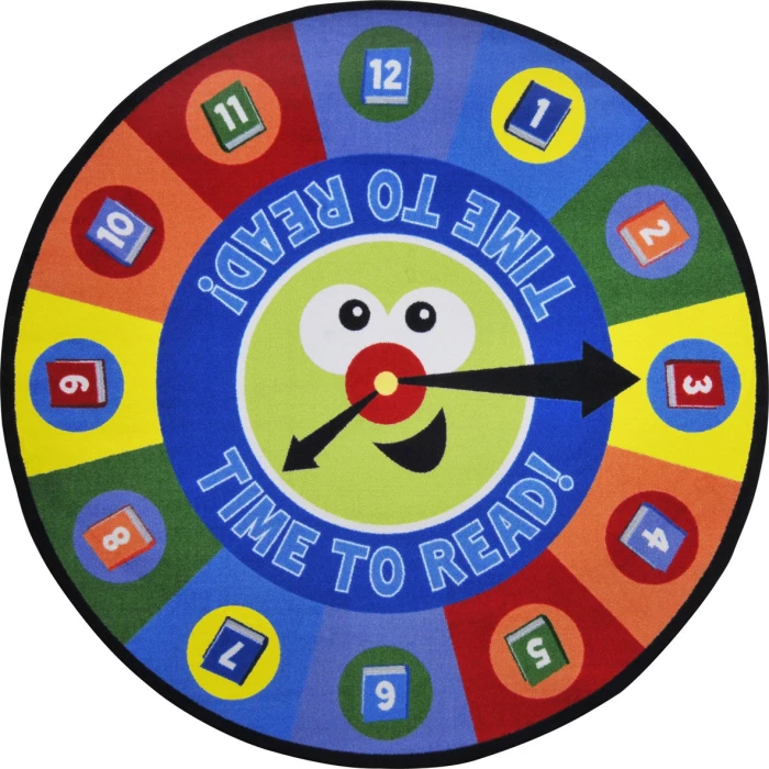 Joy Carpets Kid Essentials Multi Time to Read 7ft.7in. Round Rug