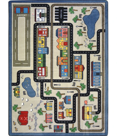 Joy Carpets Kid Essentials Pewter Tiny Town 10ft.9in. x 13ft.2in. Rect. Rug