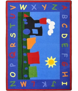 Joy Carpets Kid Essentials Multi Tiny Train 7ft.8in. x 10ft.9in. Rect. Rug