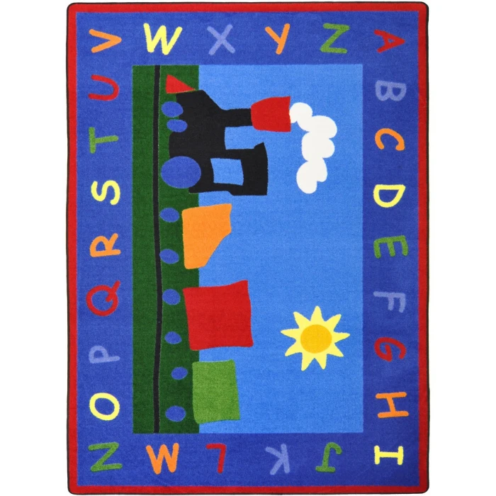 Joy Carpets Kid Essentials Multi Tiny Train 3ft.10in. x 5ft.4in. Rect. Rug