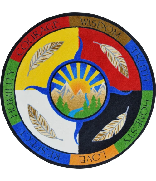 Joy Carpets Kid Essentials Multi Traditional Teachings 7ft.7in. Round Rug