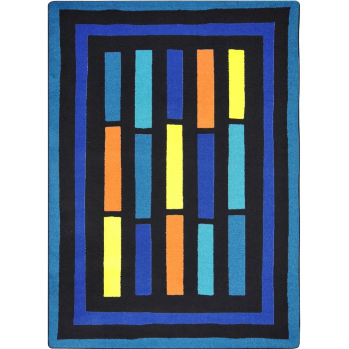 Joy Carpets Kid Essentials Blue Traffic Jam 5ft.4in. x 7ft.8in. Rect. Rug