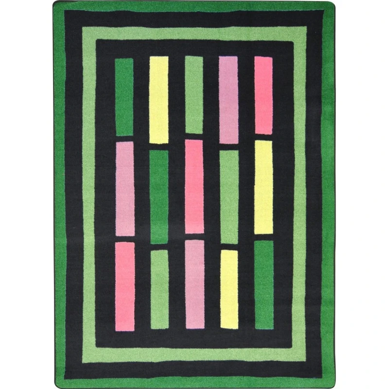 Joy Carpets Kid Essentials Green Traffic Jam 5ft.4in. x 7ft.8in. Rect. Rug