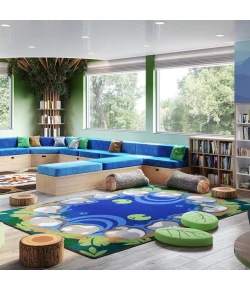 Joy Carpets Kid Essentials Multi Tranquil Pond 7ft.8in. x 10ft.9in. Rect. Rug