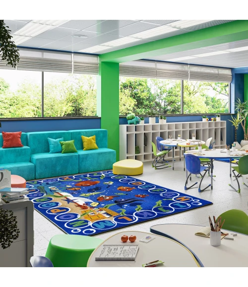 Joy Carpets Kid Essentials Multi Underwater Readers 7ft.8in. x 10ft.9in. Rect. Rug