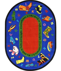 Joy Carpets Kid Essentials Multi Walk In Faith 7ft.8in. x 10ft.9in. Oval Rug