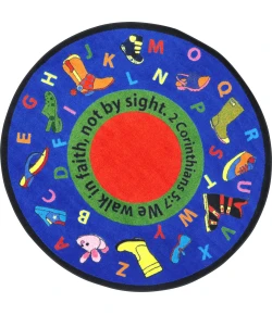 Joy Carpets Kid Essentials Multi Walk In Faith 7ft.7in. Round Rug
