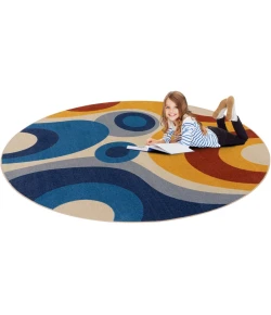 Joy Carpets Kid Essentials Multi Warm Embrace 5ft. 4in. Round Rug