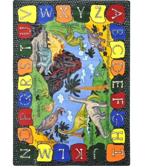 Joy Carpets Kid Essentials Multi We Dig Dinosaurs 5ft.4in. x 7ft.8in. Rect. Rug