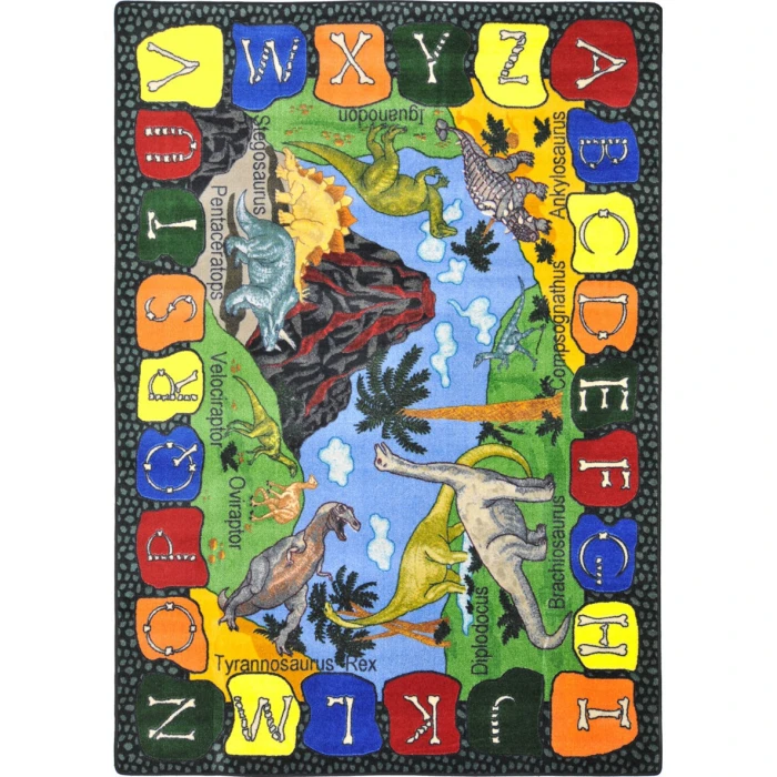 Joy Carpets Kid Essentials Multi We Dig Dinosaurs 7ft.7in. Round Rug