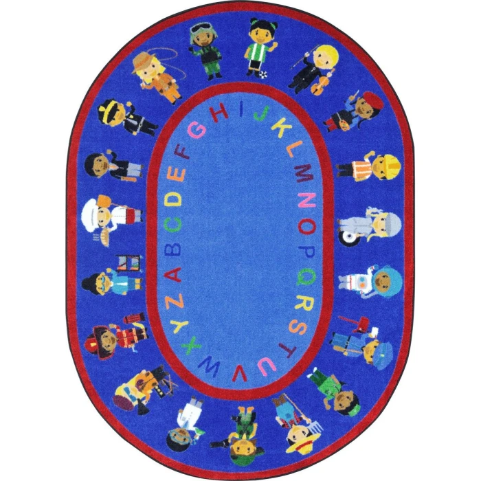 Joy Carpets Kid Essentials Multi We Work Together 7ft.7in. Round Rug