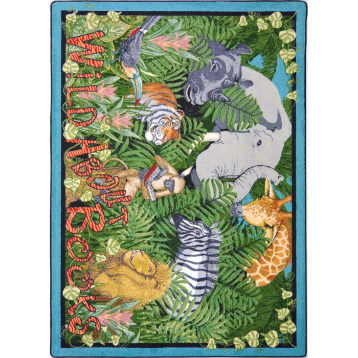 Joy Carpets Kid Essentials Multi Wild About Books 3ft.10in. x 5ft.4in. Rect. Rug