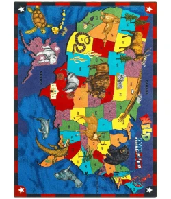 Joy Carpets Kid Essentials Multi Wild America 7ft.8in. x 10ft.9in. Rect. Rug