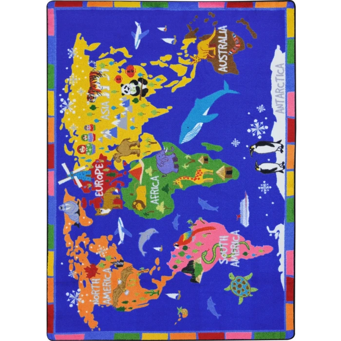 Joy Carpets Kid Essentials Multi World of Wonders 5ft.4in. x 7ft.8in. Rect. Rug