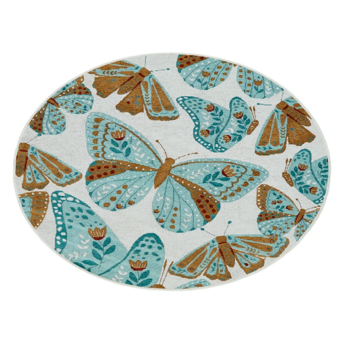 Kaleen Critter Comforts Lt. Blue HCC01-79-55 RD 5 ft. X 5 ft. Round Rug