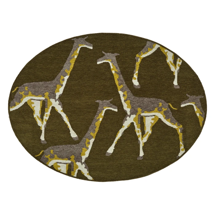 Kaleen Forever Fauna Green HFA01-50-55 RD 5 ft. X 5 ft. Round Rug