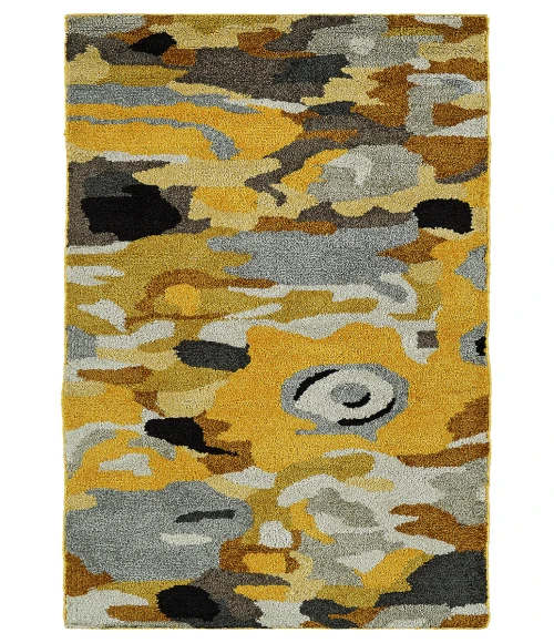 Kaleen Flora Fantasies Gold HFL01-05-5959 RD 5 ft. 9 in. X 5 ft. 9 in. Round Rug