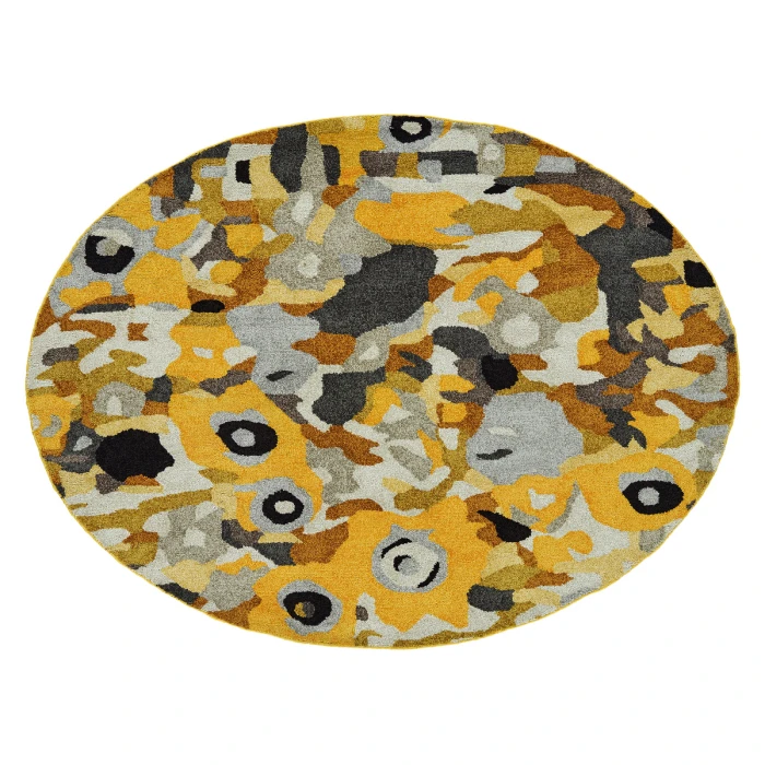 Kaleen Flora Fantasies Gold HFL01-05-7979 RD 7 ft. 9 in. X 7 ft. 9 in. Round Rug