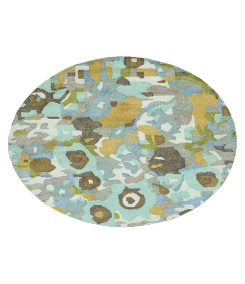 Kaleen Flora Fantasies Seafoam HFL01-104-5959 RD 5 ft. 9 in. X 5 ft. 9 in. Round Rug