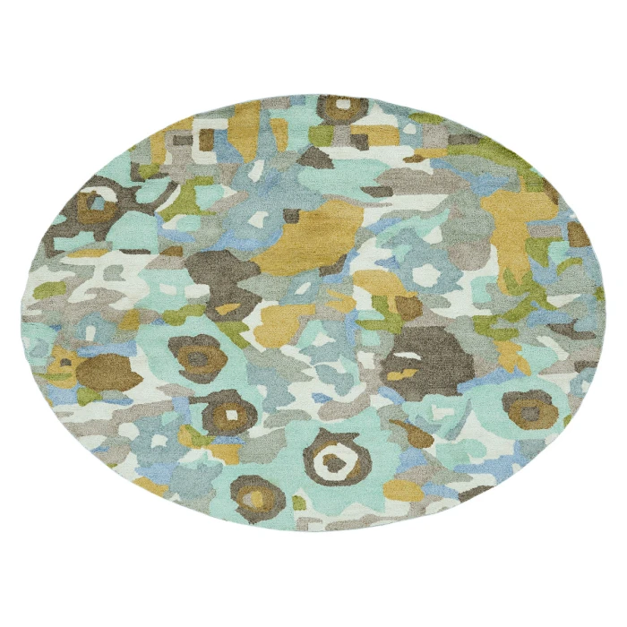 Kaleen Flora Fantasies Seafoam HFL01-104-7979 RD 7 ft. 9 in. X 7 ft. 9 in. Round Rug