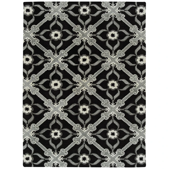 Kaleen Peranakan Tile Black HPT01-02-58 5 ft. X 8 ft. Rectangle Rug