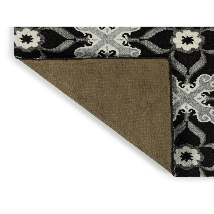 Kaleen Peranakan Tile Black HPT01-02-58 5 ft. X 8 ft. Rectangle Rug