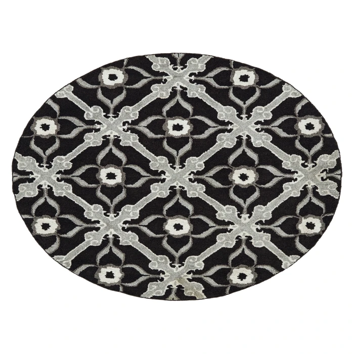 Kaleen Peranakan Tile Black HPT01-02-58 5 ft. X 8 ft. Rectangle Rug